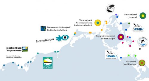 Standorte des Spülsaummonitorings in MV